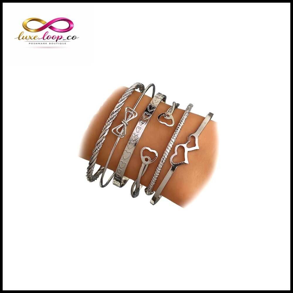 14k Gold Plated Stackable Bangle Bracelet Set, Ad… - image 1